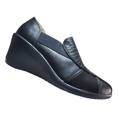 Mocasin Slipper De Mujer Taco Estilo Cuña Comodo Negro 7392-0