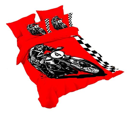 Cubrecama Quilt Verano 1.5 Plazas +Funda 50x70 -Diseño Red Rider 595-1