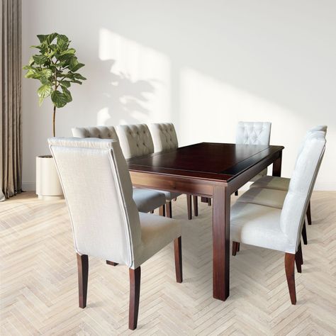 Juego de Comedor Barcelona 8 Sillas Capitoné Mesa Rectangular -4
