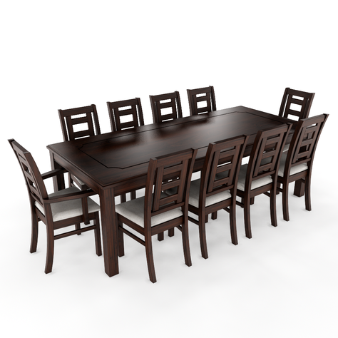 Juego de Comedor Barcelona 10 Sillas + 2 Sitiales Mesa Rectangular -1