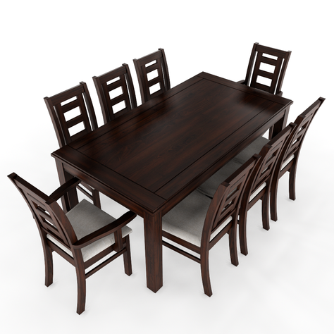 Juego de Comedor Barcelona 8 Sillas + 2 sitiales Mesa Rectangular -0