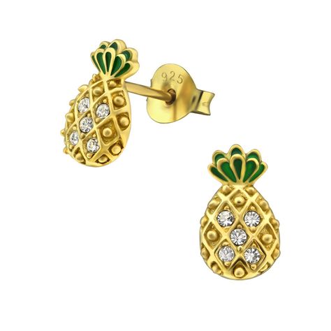 Aros Piña - Plata 925 Chapado en Oro-0