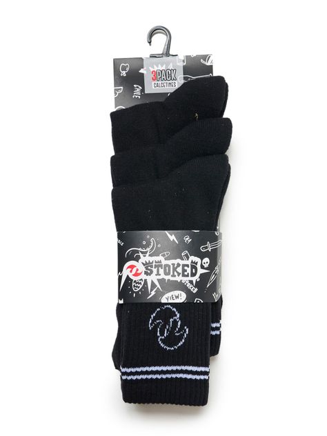 Calcetines Stoked Unisex Tripack Negro-1