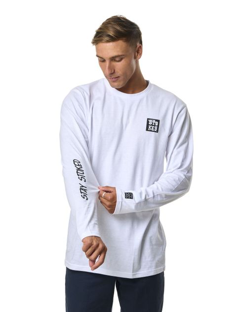 Polera Stoked Hombre Logo Ml Blanco-1