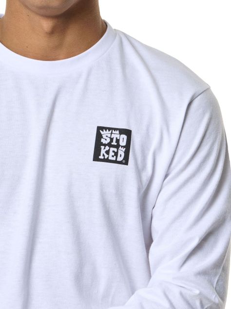 Polera Stoked Hombre Logo Ml Blanco-4