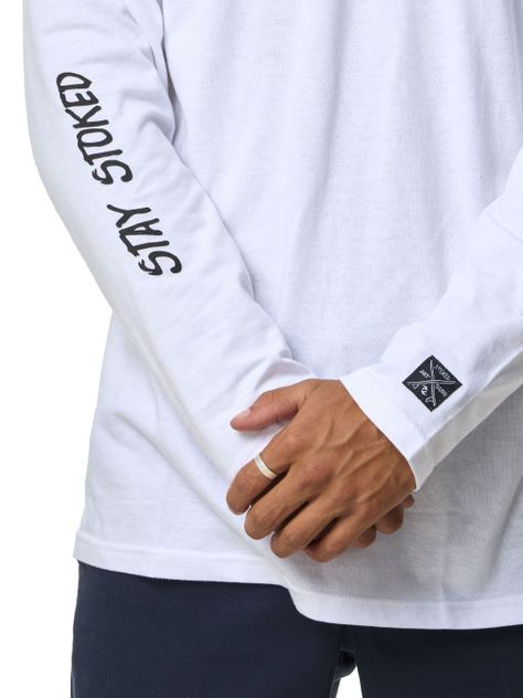 Polera Stoked Hombre Logo Ml Blanco-5