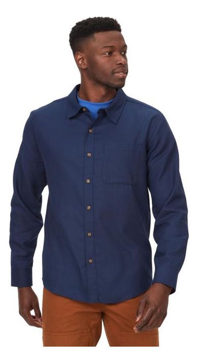 Camisa Marmot Hombre Manga Larga Fairfax Flannel Azul Azul-0