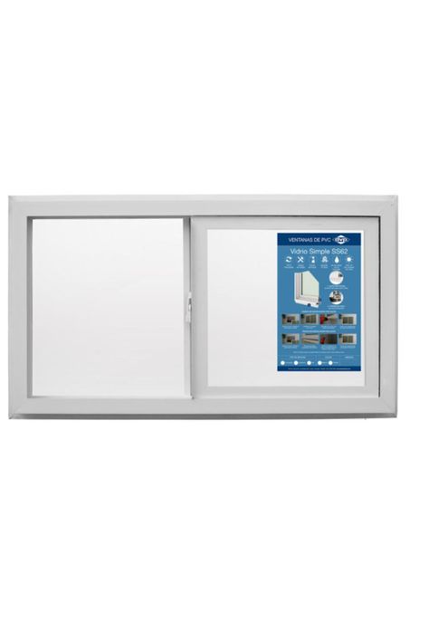Ventana Vidrio Simple PVC Corredera Blanca 91x50cm DVP-0