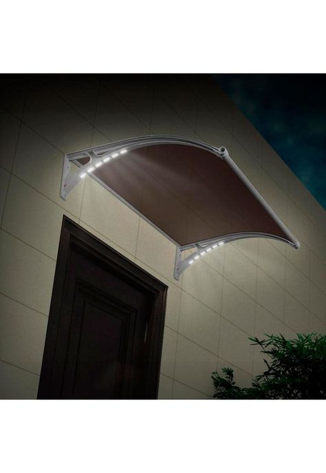 Alero Policarbonato Curvo Transparente 1,0X1,2MTS Con Luz Led-2