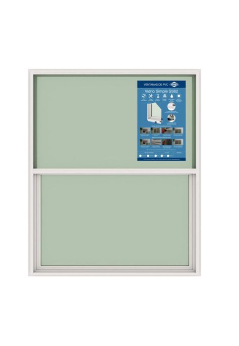Ventana Vidrio Simple Pvc Guillotina Blanca 50x60cm Dvp-0