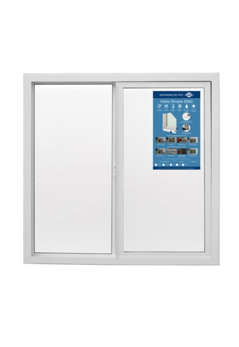 Ventana Vidrio Simple PVC Corredera Blanca 100x100cm DVP-0
