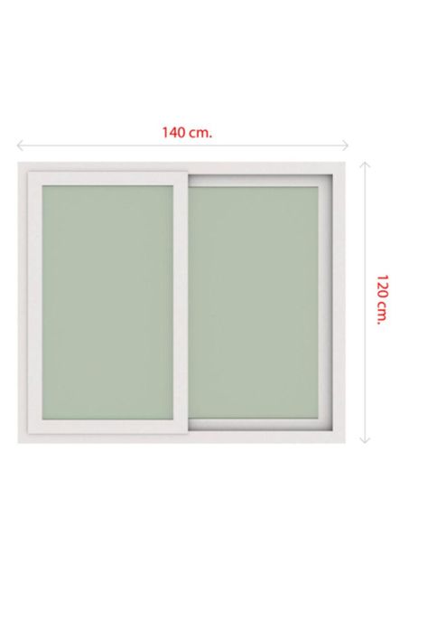 Ventana Vidrio Simple PVC Corredera Blanca 140x120cm DVP-3