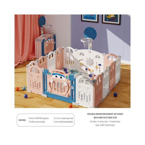Corral Plegable Mas Alfombras Y Aro Para Bebes 149x152cm-2