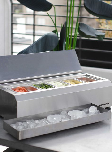 Salsera 5  estaciones con bandeja frio inox-1