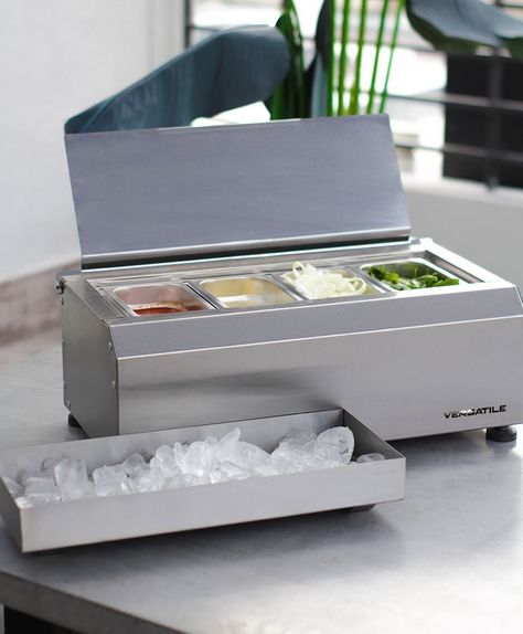 Salsera 4  estaciones con bandeja frio inox-1