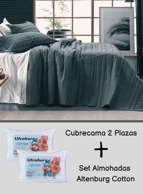 Pack Cubrecama Altenburg Tex Play 2 Plazas Preto + 2 Almohadas Cotton -0
