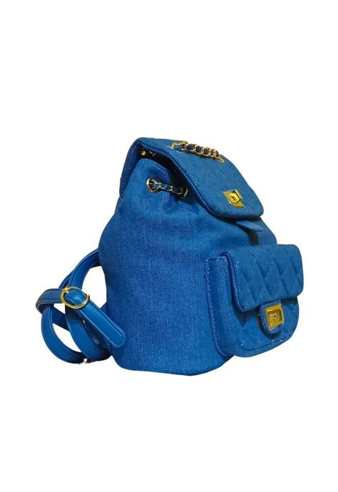 Cartera Mochila Azul Con Tapa-1