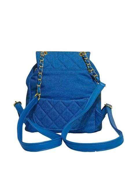 Cartera Mochila Azul Con Tapa-2