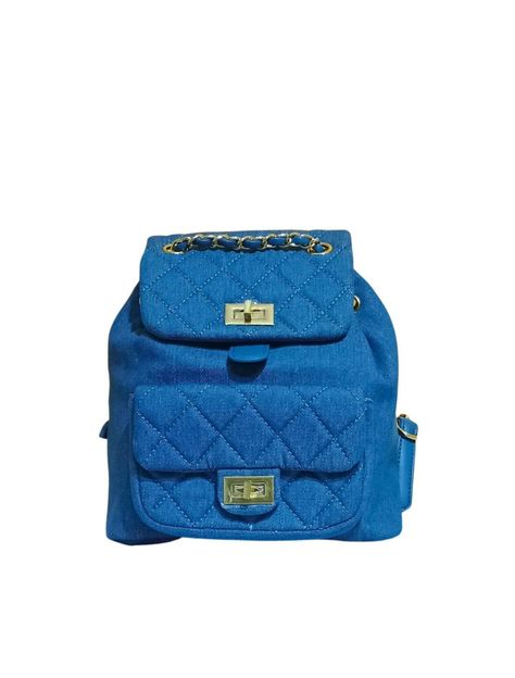 Cartera Mochila Azul Con Tapa-0
