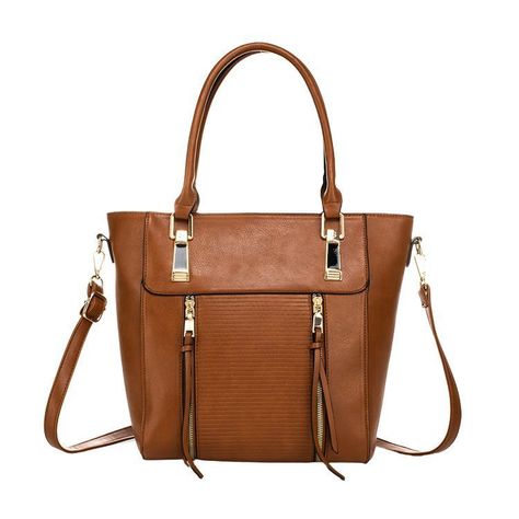 Cartera marrón grande dos asas-0
