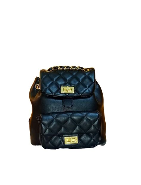 Mochila Cartera Negra Con Tapa -0