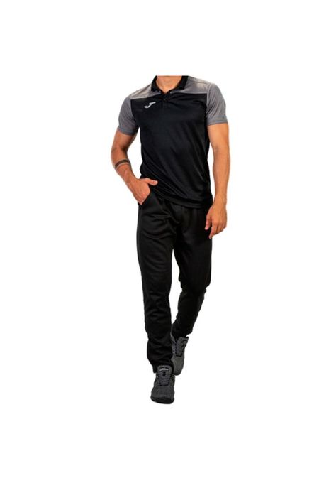 Polera Polo Hombre Hobby II Negro Gris Joma-2