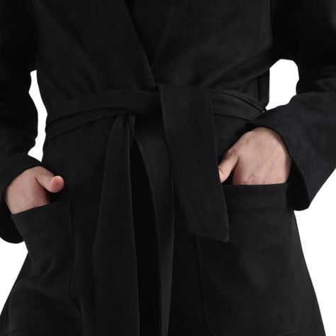 Abrigo Mujer con Cinturón de Suede y Bolsillos-1