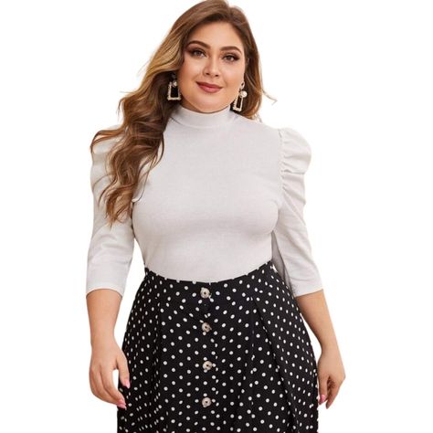 Blusa Cuello Alto y Mangas Abullonadas-1