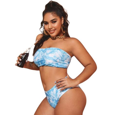 Bikini Bandeau Tie Dye Plus-0