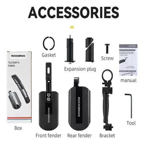 Set Tapabarros Bicicleta Delantero Trasero Rockbros Plegable-1