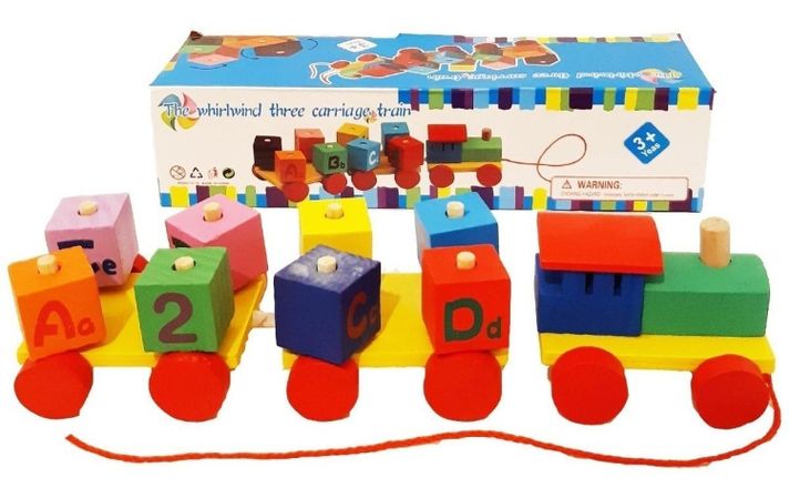 Juguetes Didacticos Niños Tren Bloques Numeros Madera-0