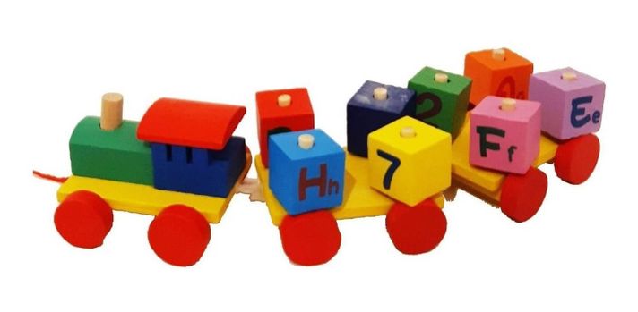 Juguetes Didacticos Niños Tren Bloques Numeros Madera-1