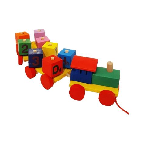 Juguetes Didacticos Niños Tren Bloques Numeros Madera-3