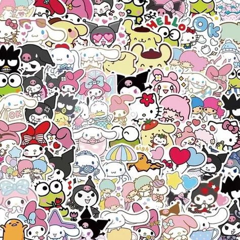 Pack 50 Stickers Pegatinas Sanrio Hello Kitty Kuromi Cinamor-0