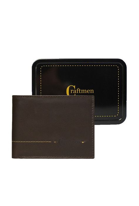 Billetera 100% cuero natural cafe Kingston Craftmen  -3