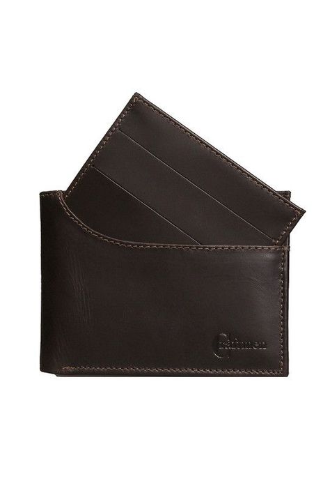 Billetera con tarjetero 100% cuero natural café Cox  Craftmen-0