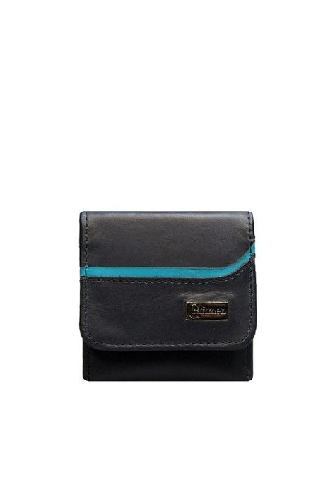 Monedero  100% cuero genuino negro azul Craftmen -0