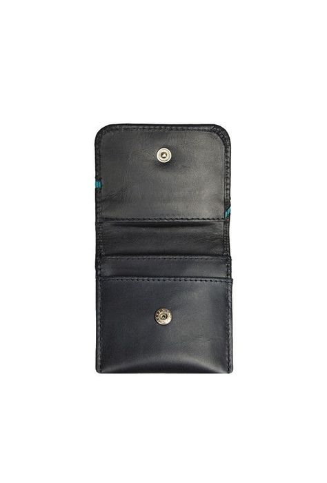 Monedero  100% cuero genuino negro azul Craftmen -2