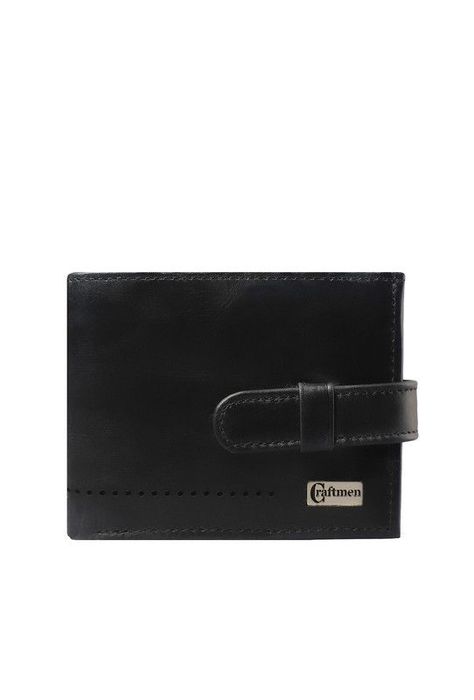 Billetera con Lengüeta 100% cuero natural negro Craftmen -0