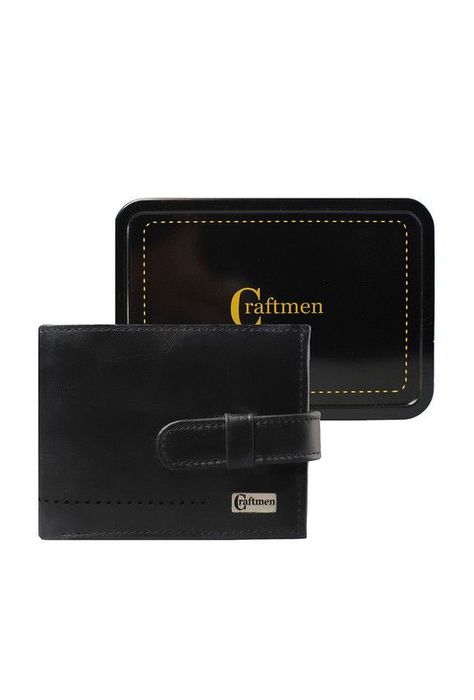 Billetera con Lengüeta 100% cuero natural negro Craftmen -3