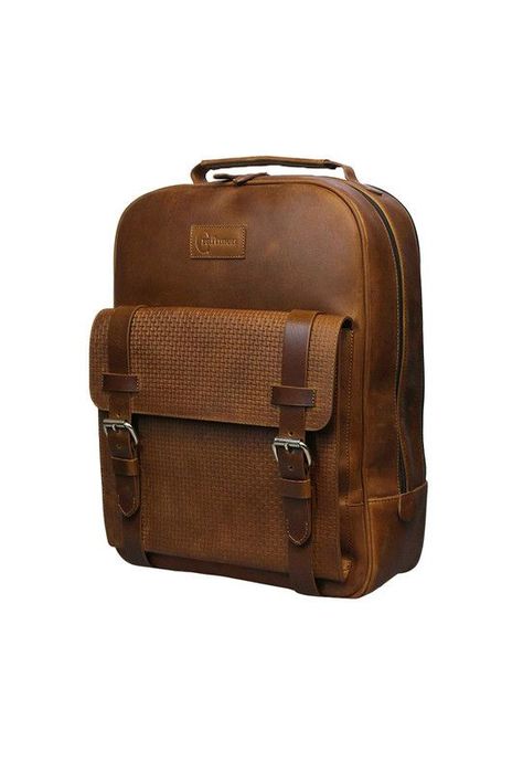 Mochila Notebook 15"  100% cuero natural café claro  Gerad   Craftmen -0
