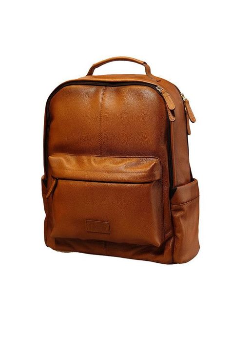 Mochila Notebook 15"  100% cuero natural brandy Gregory  Craftmen -0