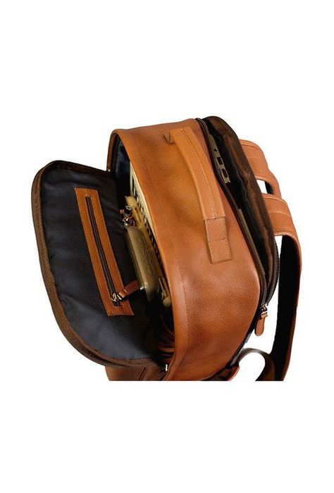 Mochila Notebook 15"  100% cuero natural brandy Gregory  Craftmen -4