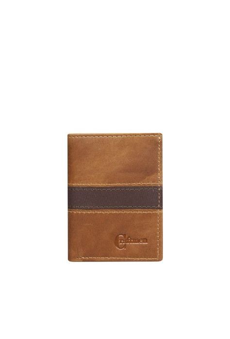 Tarjetero  100% cuero genuino café claro Craftmen-0