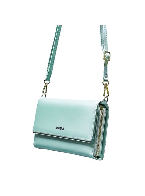 Cartera   Clutch Riviera  Verde Menta, Ecocuero-3