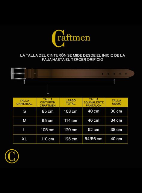 Cinturon Turner Hombre Craftmen  100% cuero genuino  negro-3