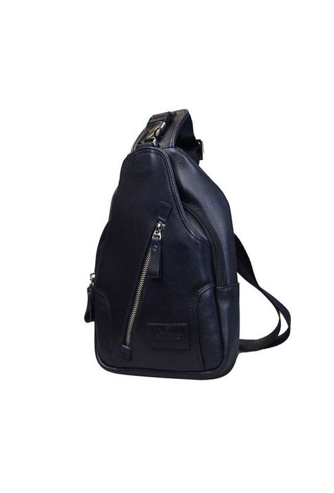 Bandolera Hombre  100% cuero natural azul Craftmen-0