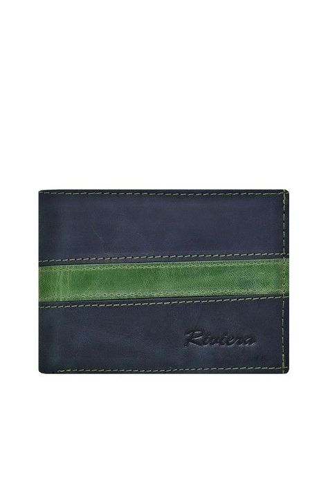 Pack Hombre  Billetera-Llavero, 100% Cuero Negro-Verde.-1