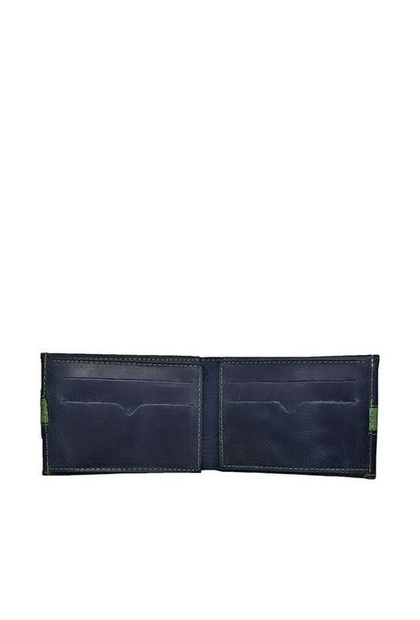 Pack Hombre  Billetera-Llavero, 100% Cuero Negro-Verde.-3