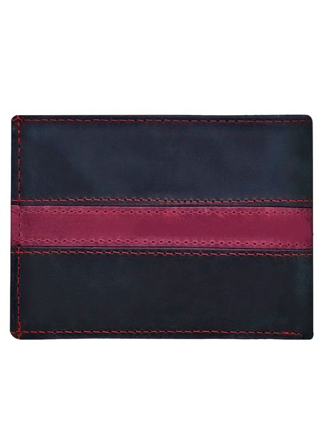 Pack Billetera-Llavero, 100% Cuero Negro-Rojo-2